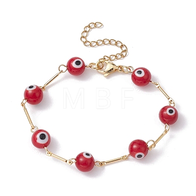 Lampwork Evil Eye Link Chain Bracelets BJEW-JB10045-1