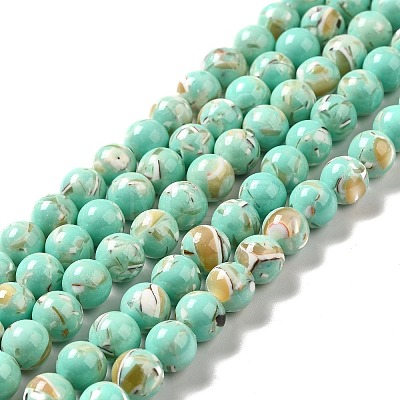 Synthetic Turquoise and Sea Shell Assembled Beads Strands G-D482-01D-08-1