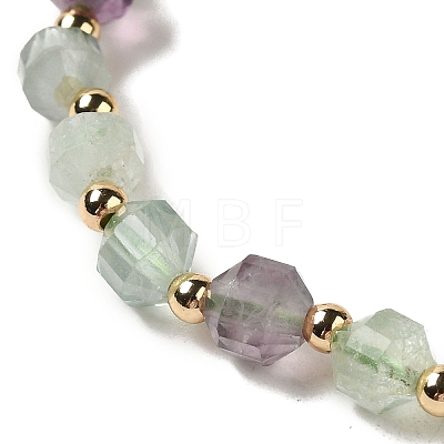 Faceted Natural Fluorite Stretch Beaded Bracelets BJEW-P318-01G-01-1