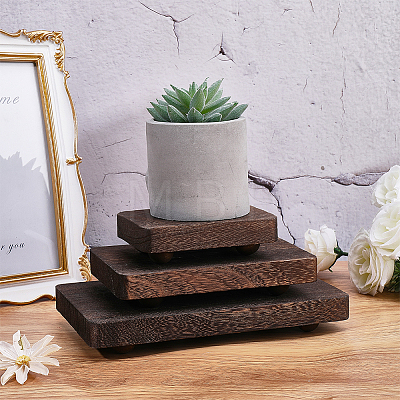 3Pcs 3 Sizes Wood Display Pedestals for Rings Earrings Bracelets ODIS-WH0331-71A-1