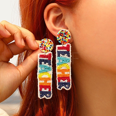 Seed Beads Stud Earrings PW-WGF5677-01-1