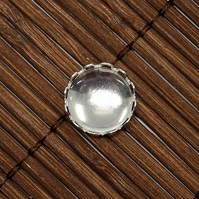 9.5~10mm Clear Domed Glass Cabochon Cover for Flat Round DIY Photo Brass Cabochon Making DIY-X0103-S-NR-1