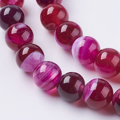Natural Striped Agate/Banded Agate Beads Strands G-G582-10mm-09-1
