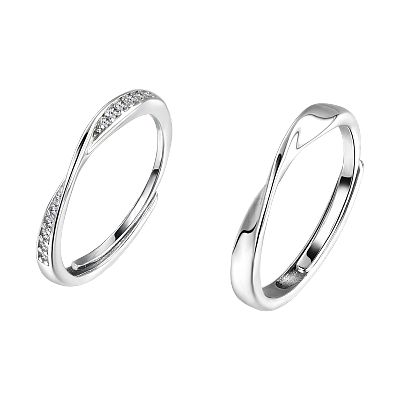 S925 Silver Mobius Couple Rings SU1425-1