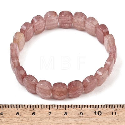 Natural Strawberry Quartz Oval Beaded Stretch Bracelet G-E010-01-12-1