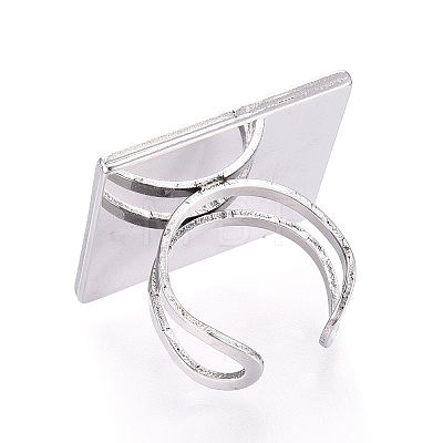 304 Stainless Steel Open Cuff Ring Components STAS-S080-041I-P-1