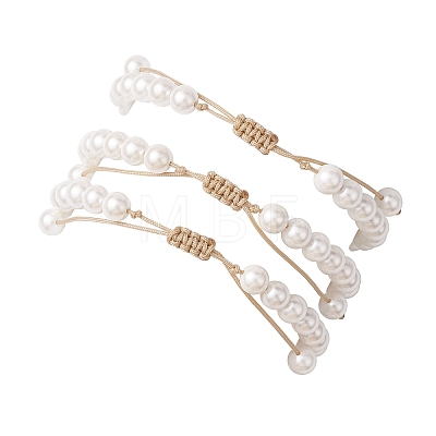 3Pcs 3 Styles Summer Shell Pearl Braided Bead Bracelets BJEW-JB10323-1