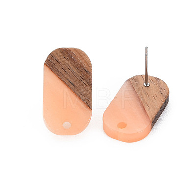 Opaque Resin & Walnut Wood Stud Earring MAK-N032-034-B01-1