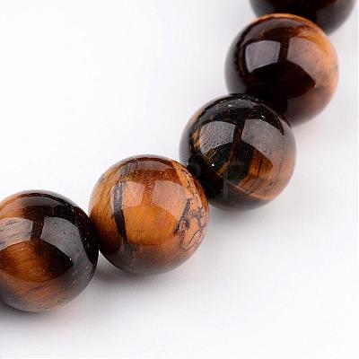 Natural Tiger Eye Round Beaded Stretch Bracelets BJEW-JB02271-03-1