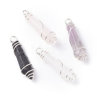 Natural Pointed Gemstone Pendants PALLOY-JF01295-1
