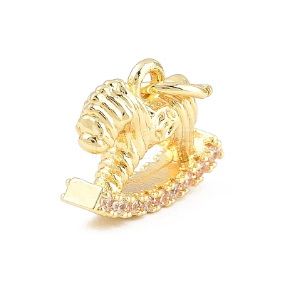 Brass Micro Pave Clear Cubic Zirconia Charms CU-CBAD306-19G-1