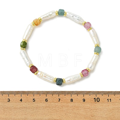 Natural Tourmaline & Cultured Freshwater Pearl Beaded Bracelets BJEW-JB14045-01-1