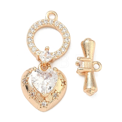 Brass Micro Pave Clear Cubic Zirconia Toggle Clasps KK-F934-05G-1