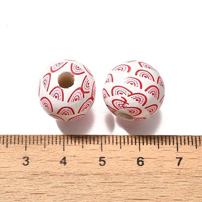 Valentine's Day Element Printed Wood Beads WOOD-R002-01-29-1