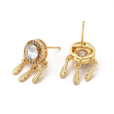 Rack Plating Brass Micro Pave Cubic Zirconia Stud Earring for Women EJEW-C057-10G-1