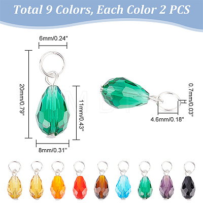   144Pcs 8 Sets Birthstone Glass Pendants FIND-PH0009-37-1