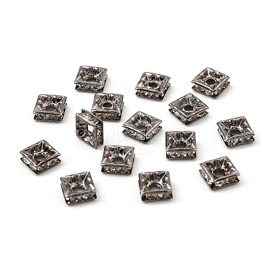 Brass Rhinestone Spacer Beads RB-A013-6x6-01B-NF-1