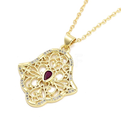 Brass Micro Pave Clear Cubic Zirconia Pendant Necklaces NJEW-Z035-05C-G-1