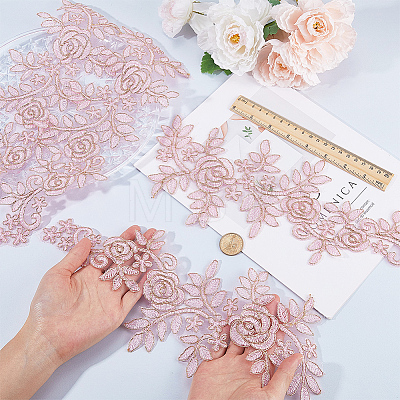 Flower Polyester Embroidery Lace Appliques DIY-WH20011-03C-1