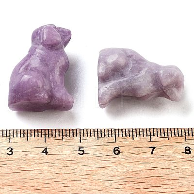 Natural Lepidolite/Purple Mica Stone Carved Dog Figurines DJEW-L023-A08-1