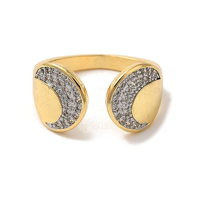 Rack Plating Brass Micro Pave Clear Cubic Zirconia Cuff Rings for Women RJEW-G325-13F-GP-1