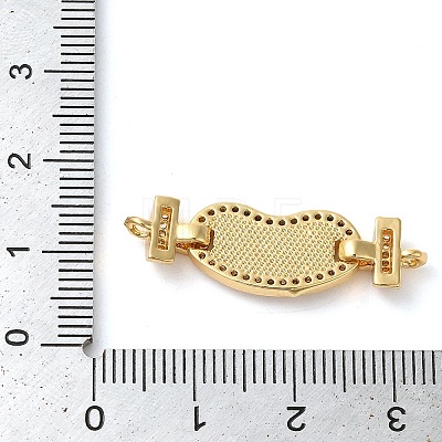 Rack Plating Brass Micro Pave Clear Cubic Zirconia Heart Connector Charms KK-K385-99G-03-1