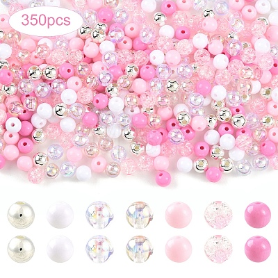 250Pcs 5 Styles Opaque Acrylic Beads MACR-YW0004-83A-1
