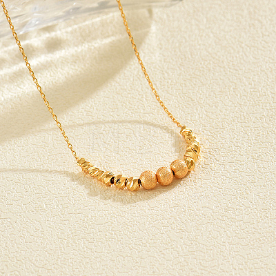 Brass Matte Round Graduated Beaded Necklaces for Women WB0357-1