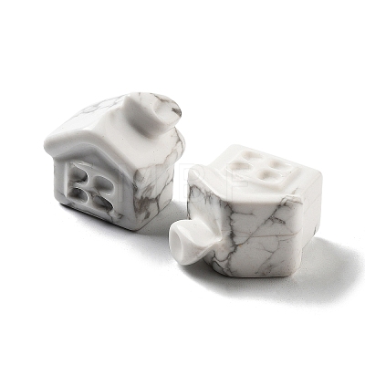 Natural Howlite Carved House Figurines DJEW-P015-01G-1-1