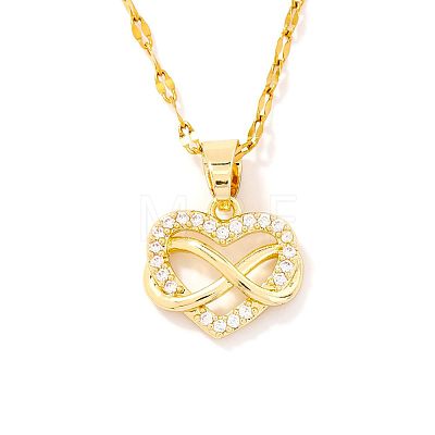 Retro Minimalist High-end Brass Micro Pave Clear Cubic Zirconia Heart with Infinity Pendant Necklaces for Women GG9465-2-1