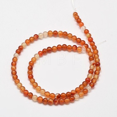 Round Natural Red Agate Bead Strands G-M257-4mm-26-1