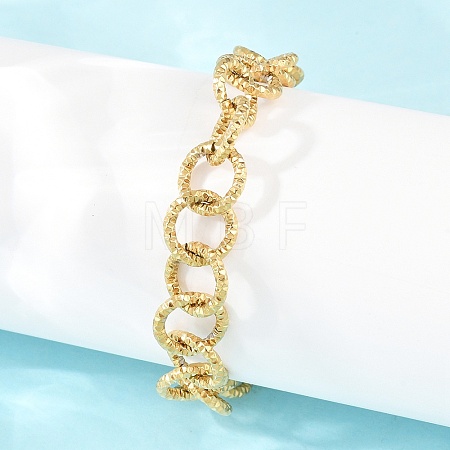 Hammered 304 Stainless Steel Rolo Chain Bracelets for Women BJEW-A160-10G-1