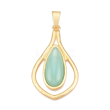 Teardrop Rack Plating Alloy Pave Resin Big Pendants FIND-N005-46G-1