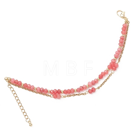 Adjustable Natural Malaysia Jade & 304 Stainless Steel Multi-strand Bracelets BJEW-JB13035-03-1