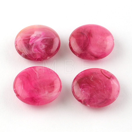 Flat Round Imitation Gemstone Acrylic Beads X-OACR-R051-18-1