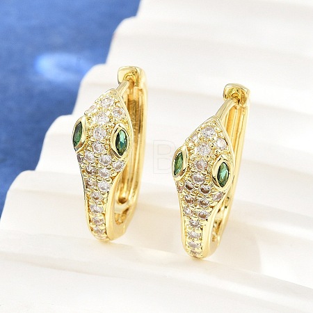 Brass Micro Pave Cubic Zirconia Hoop Earrings KK-CBAD104-04G-G-1