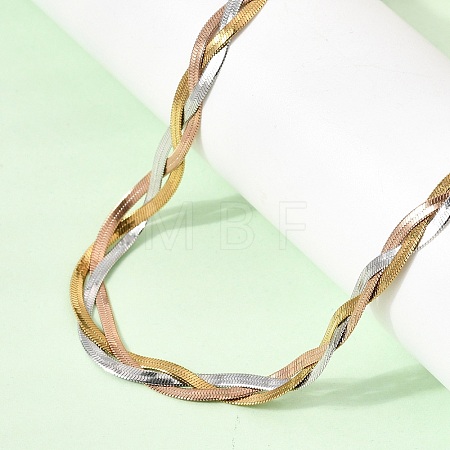 Unisex 304 Stainless Steel Braided Flat Snake Chain Necklaces NJEW-K305-12A-M-1