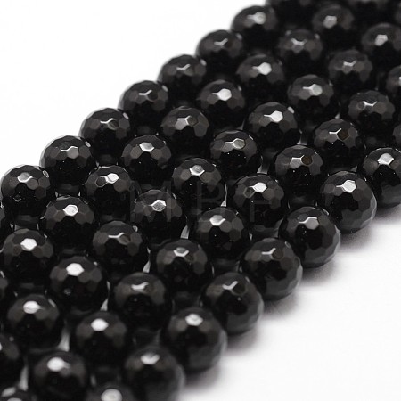 Natural Dyed & Heated Black Onyx Beads Strands X-G-D840-22-6mm-1