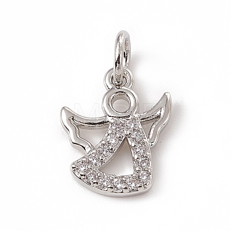 Brass Micro Pave Cubic Zirconia Charms ZIRC-F132-46P-1