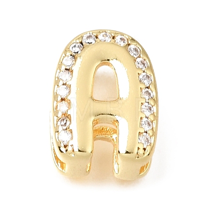 Brass Micro Pave Clear Cubic Zirconia Initial Spacer Bars KK-E802-34G-A-1