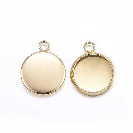 Ion Plating(IP) 304 Stainless Steel Pendant Cabochon Settings STAS-G127-13-10mm-G-1