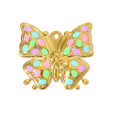 304 Stainless Steel Enamel Pendants STAS-OY005-33G-1