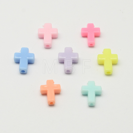 Opaque Acrylic Cross Beads SACR-Q100-M041-1