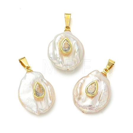 Natural Keshi Pearl Pendants PALLOY-JF05997-1
