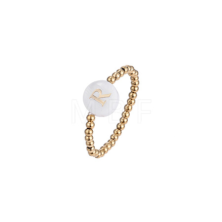 304 Stainless Steel and Shell Finger Rings WG7EF54-18-1
