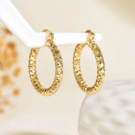 Brass Textured Rectangle Hoop Earrings TU9536-4-1