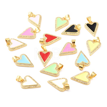 Brass Clear Cubic Zirconia Pendants KK-J276-12G-1