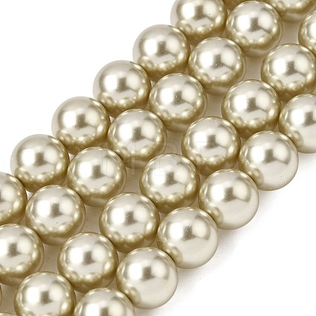 Baking Paint Pearlized Glass Pearl Round Bead Strands PEAR-H019-02D-14-1