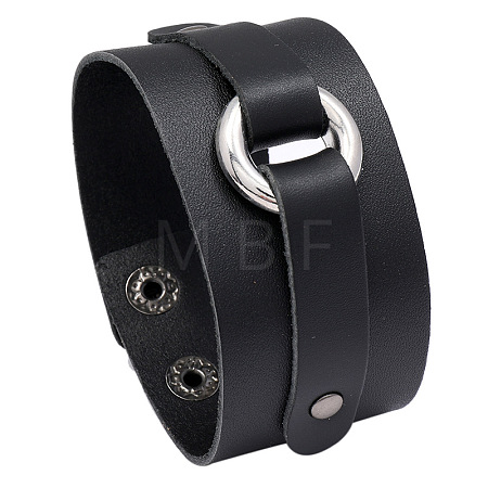 Cowhide & Alloy & Iron Cord Bracelets FS-WGE3777-01-1