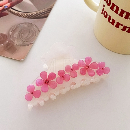 Flower Rhinestones Claw Hair Clips PW-WG53691-02-1